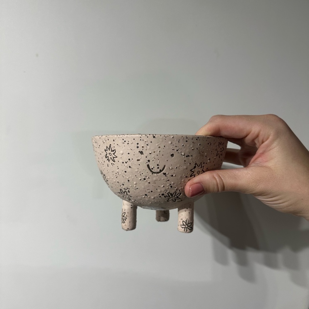Speckled Beige Ceramic Art Bowl